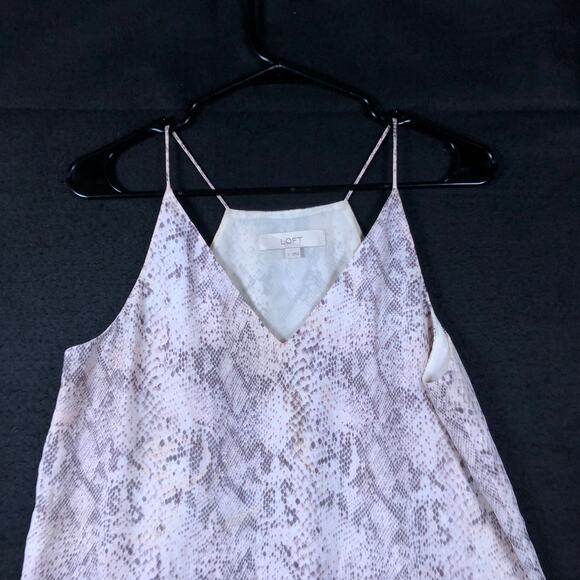 LOFT Womens Blouse Pink White Purple Snakeskin Lined V Neck Tank Small - Picture 2 of 13